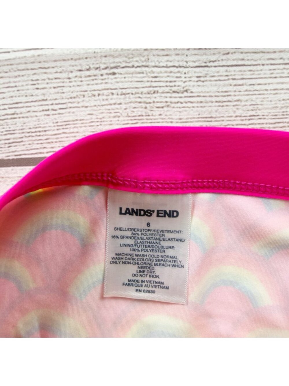 Lands' End Girls Bikini Swimsuit Rainbow Print 2 Piece Crossback Top Bottoms 6 - Picture 2 of 3